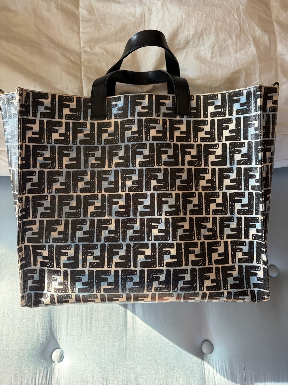 Fendi Black & White FF Monogram Tote